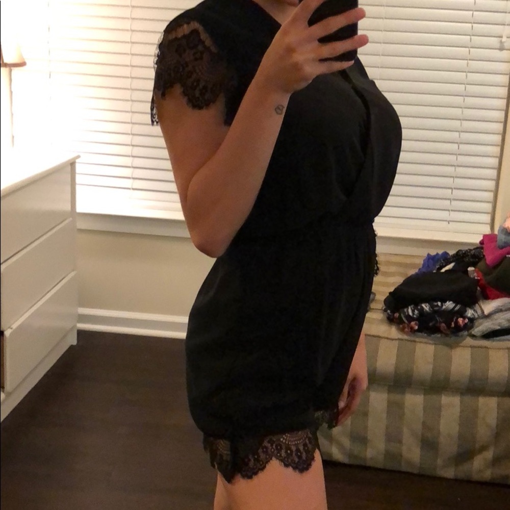 Black Lace Detailed Romper